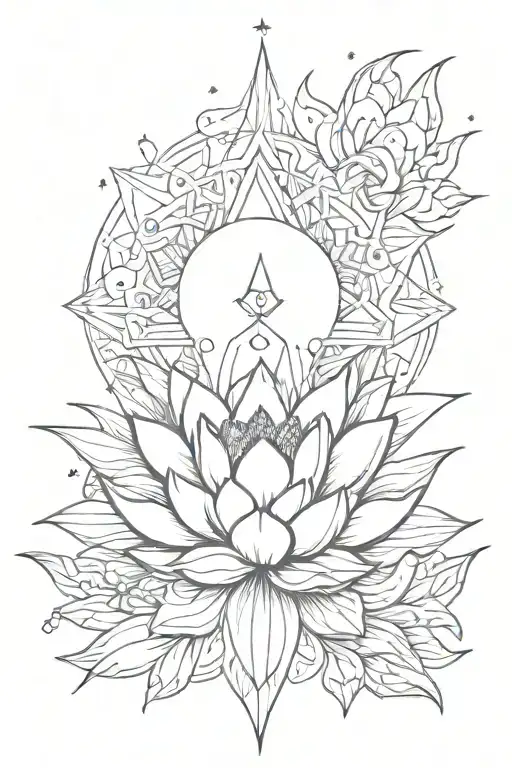 empath symbol incorporating elements like lotus flower intertwined stars tattoo design idea
