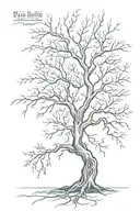 the quote "pain is inevitable, but misery is a choice" and a simple tree of life  tattoo design idea