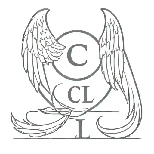 C and L with angel wings coming out of the letters tattoo design idea