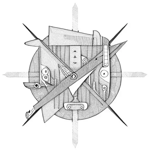 scissors cutting plane road tattoo design idea