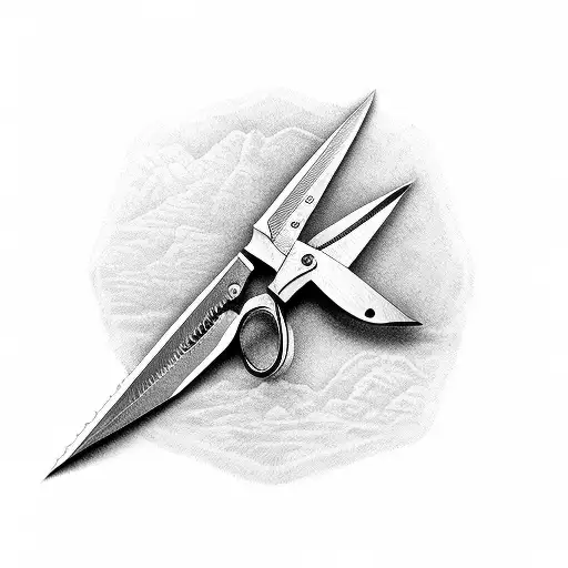 scissors cutting plane road tattoo design idea
