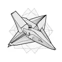 scissors cutting paper plane road minimal tattoo design idea