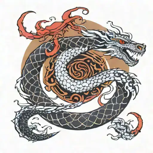 ouroboros dragon zen minimalism tattoo sketch bw colors tattoo design idea