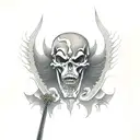 Grim Reaper with sword eyes asserting dominance tattoo design idea