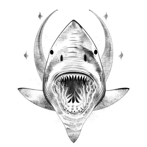 shark tree monk tattoo design idea
