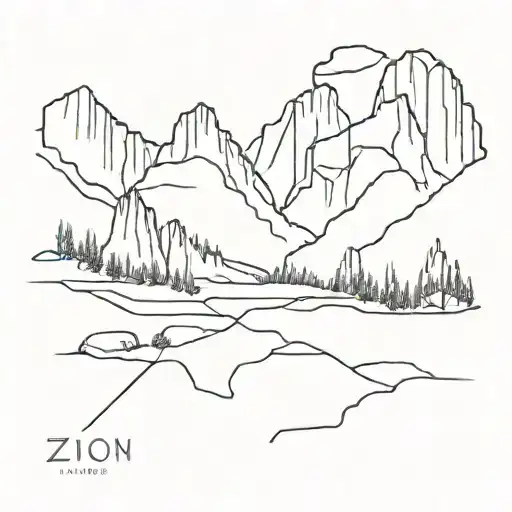 A minimalist geometric design inspired by the topographical map of Zion National Park tattoo design idea