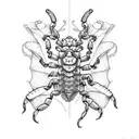 Scorpion with dragons and flowers tattoo design idea