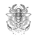 Scorpion with dragons and flowers tattoo design idea