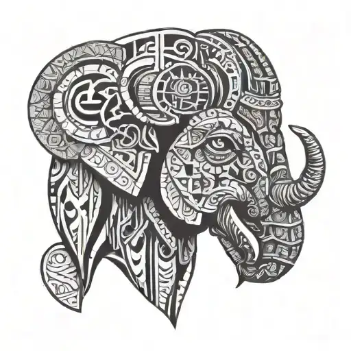 mammoth head profile holding tattoo design idea