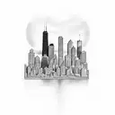 Chicago and New York city skylines  tattoo design idea