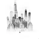 Chicago and New York city skylines  tattoo design idea