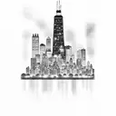 Chicago and New York city skylines  tattoo design idea