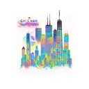 Chicago + NYC skylines mix tattoo design idea