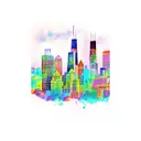 Chicago + NYC skylines mix tattoo design idea
