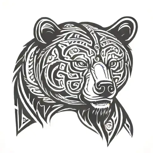 tribal bear head tattoo design idea