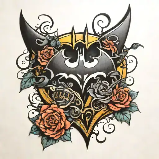 batman logo incorporating elements tattoo design idea