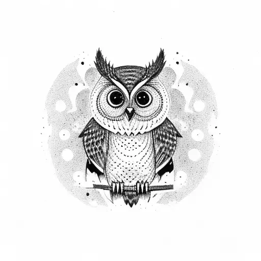 OWL and Milky Way tattoo design idea