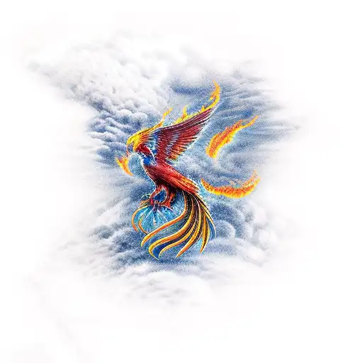 Phoenix rising from a volcanoes  tattoo design idea