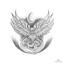 Phoenix rising from a volcano tattoo design idea