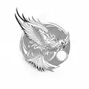 Phoenix rising from a volcano tattoo design idea