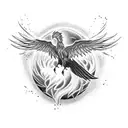 Phoenix rising from a volcano tattoo design idea