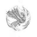 Phoenix rising from a volcano tattoo design idea