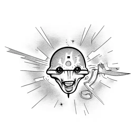 alien abducting brain tattoo design idea