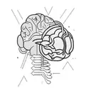 alien abducting brain tattoo design idea