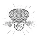 alien abducting brain tattoo design idea