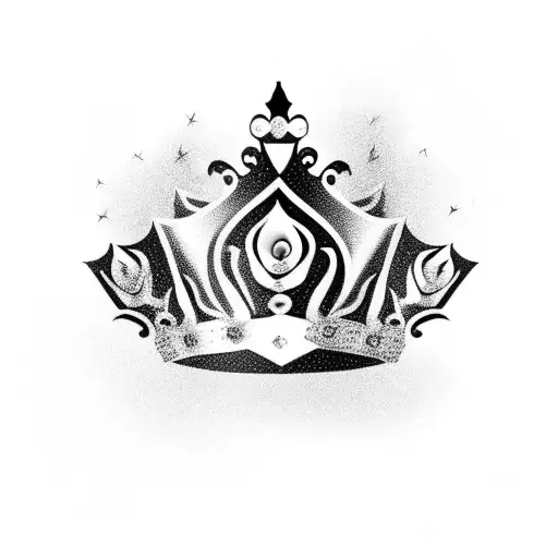 princess crown, roses and fire tattoo design idea