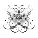 butterfly with half flowers tattoo design idea