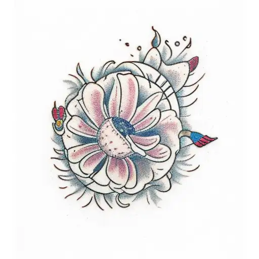 castor, pollux and daises tattoo design idea