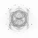 A sketch style tattoo of a yin yang symbol made up of binary code, representing the balance between programming and spirituality tattoo design idea