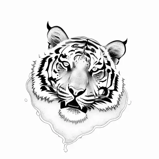 tiger with rose tattoo design idea
