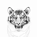 tiger with rose tattoo design idea