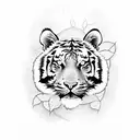 tiger with rose tattoo design idea