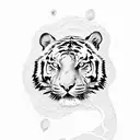 tiger with rose tattoo design idea