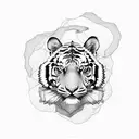 tiger with rose tattoo design idea