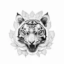 tiger with rose tattoo design idea