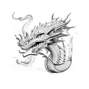 Dragon going around a sword tattoo design idea