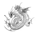 Dragon going around a sword tattoo design idea