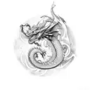 Dragon going around a sword tattoo design idea
