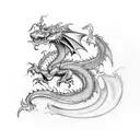 Dragon going around a sword tattoo design idea