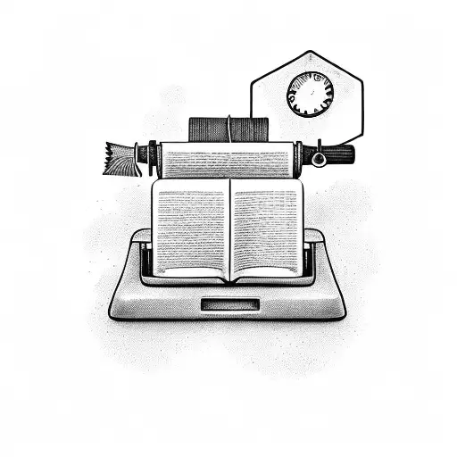 vintage mirror, book,letter, typewriter tattoo design idea
