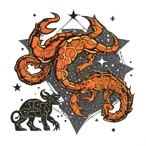 leo and scorpio constellation together symbolizing tattoo design idea
