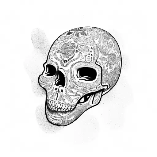calavera con casco tattoo design idea