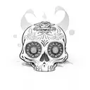 calavera con casco tattoo design idea