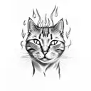 cat with flame tail tattoo design idea