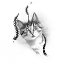 cat with flame tail tattoo design idea