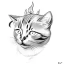 cat with flame tail tattoo design idea